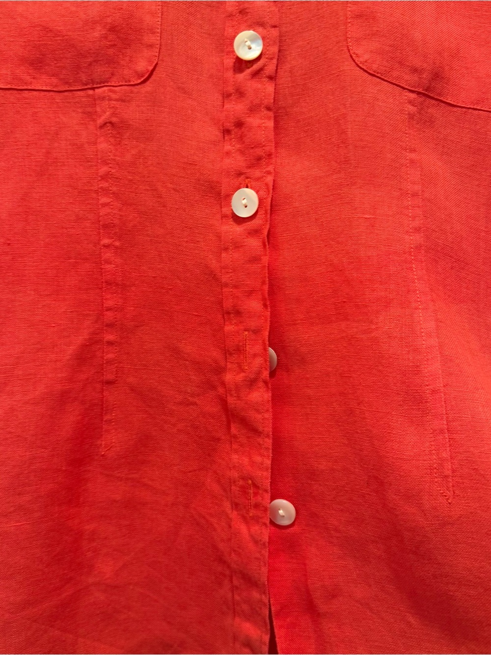 Talbots Bright Red Button-Front Linen Blend Shirt - Picture 4 of 6
